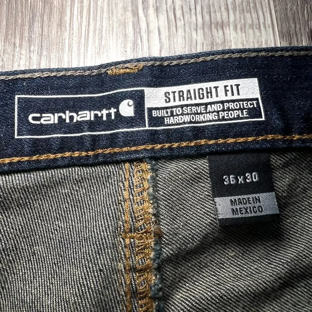 CARHARTT Straight Fit Mens Blue Dark Wash Jeans